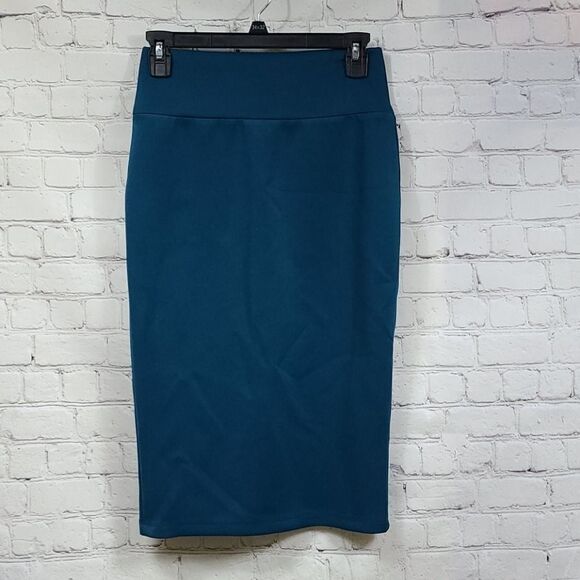 Macy's INC Women's Teal Straight Pull-on Scuba Stretchy Fitted Pencil Skirt Midi - Picture 1 of 8